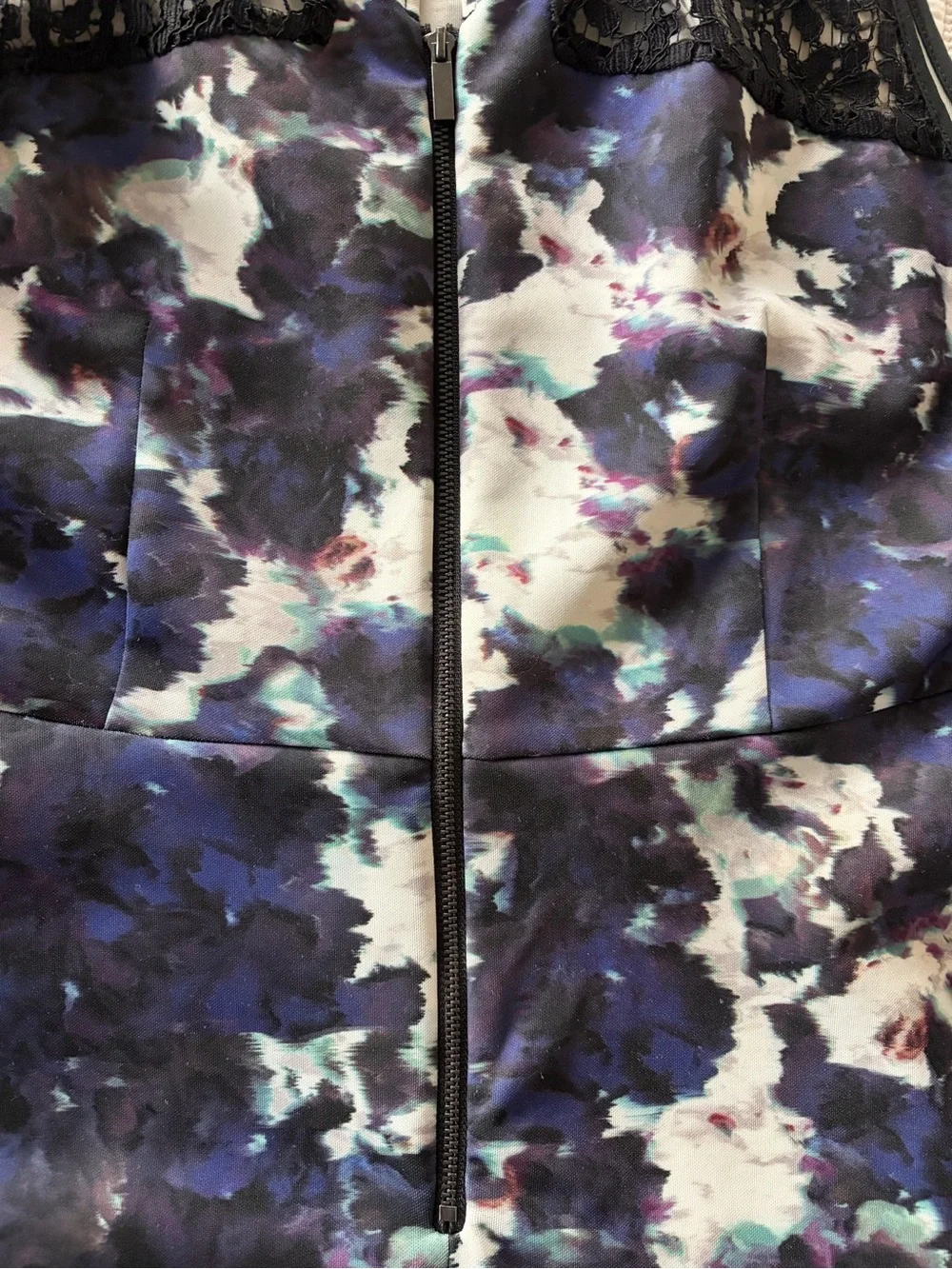 Mossimo Supply Co. Navy, White and Teal Floral Fit & Flare Mini Dress